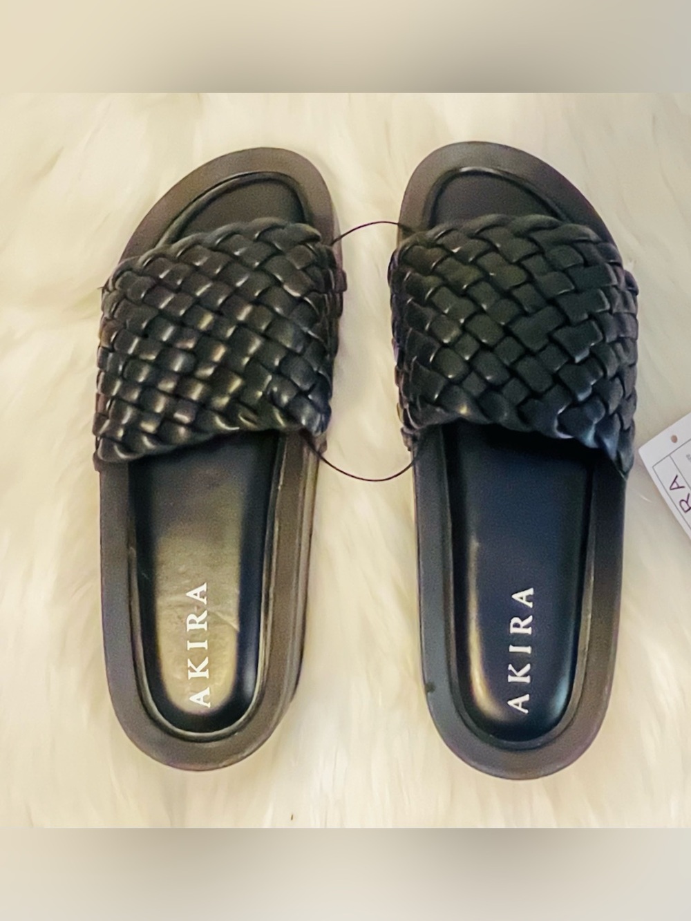 AKIRA Black Woven Slide Mules Size 10 NWT